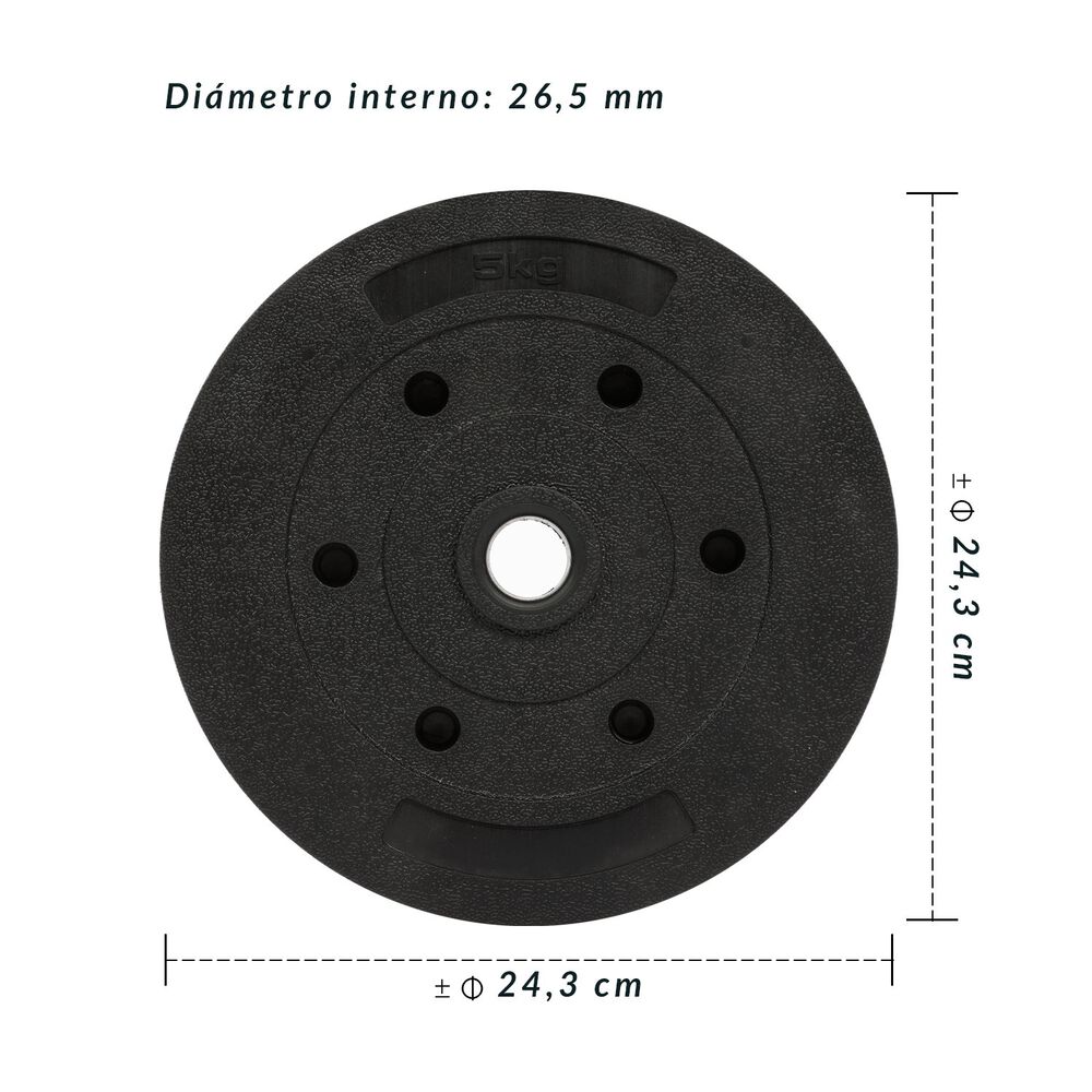 Disco De Cemento 5 Kg Para Barra Pvc Negro image number 2.0