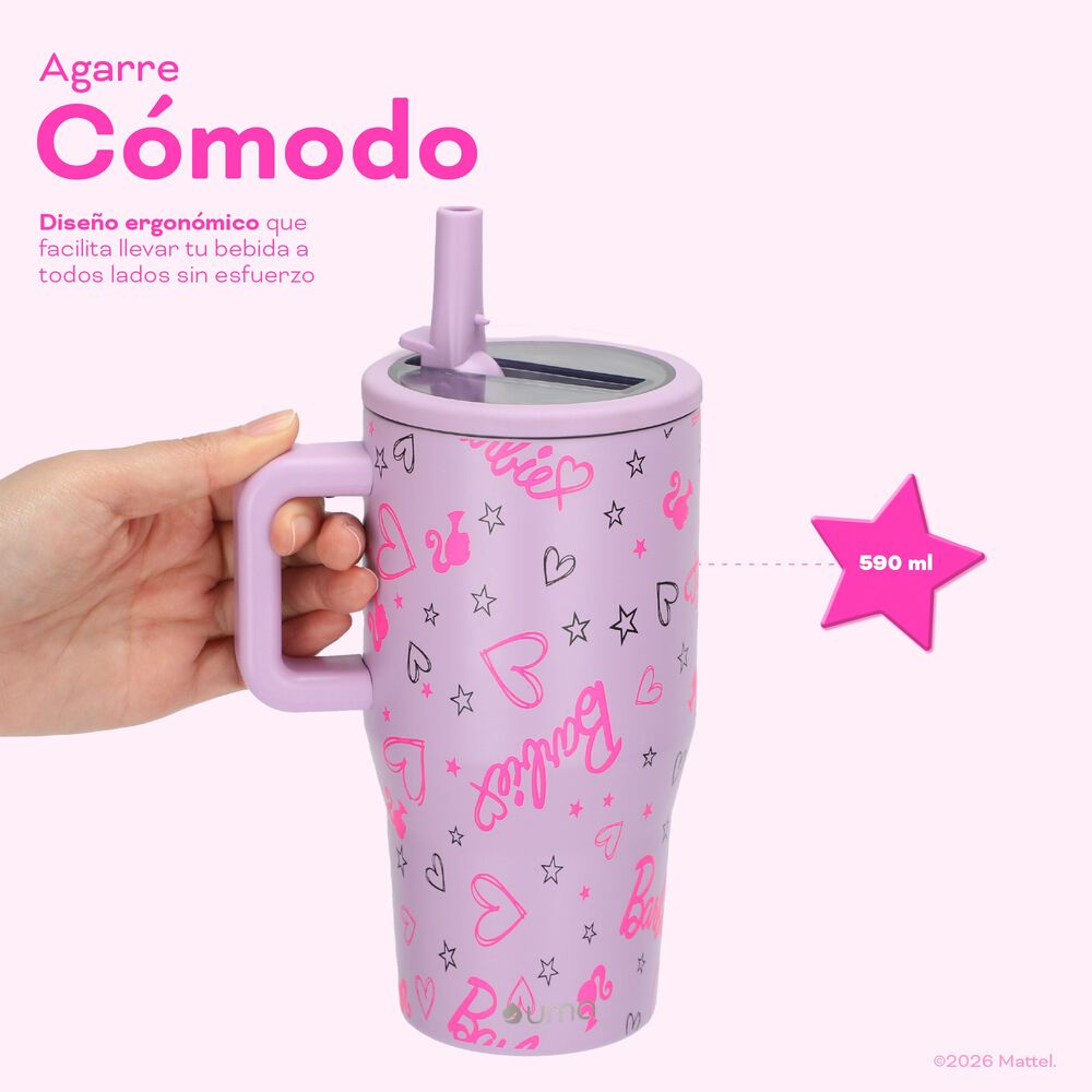 Vaso Termico Tumbler Mug Barbie Love 590ml Acero Inox Uma image number 4.0