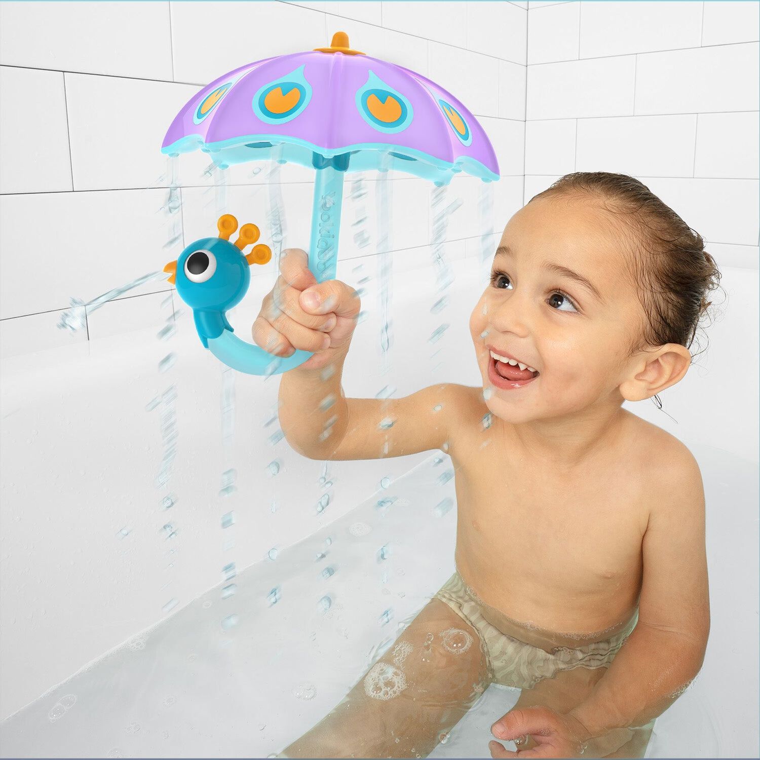 Juego De Ba&ntilde;o Paraguas Pavo Real Purpura Infantil Beb&eacute; Ni&ntilde;o Ni&ntilde;a Tina Yookidoo image number 1.0