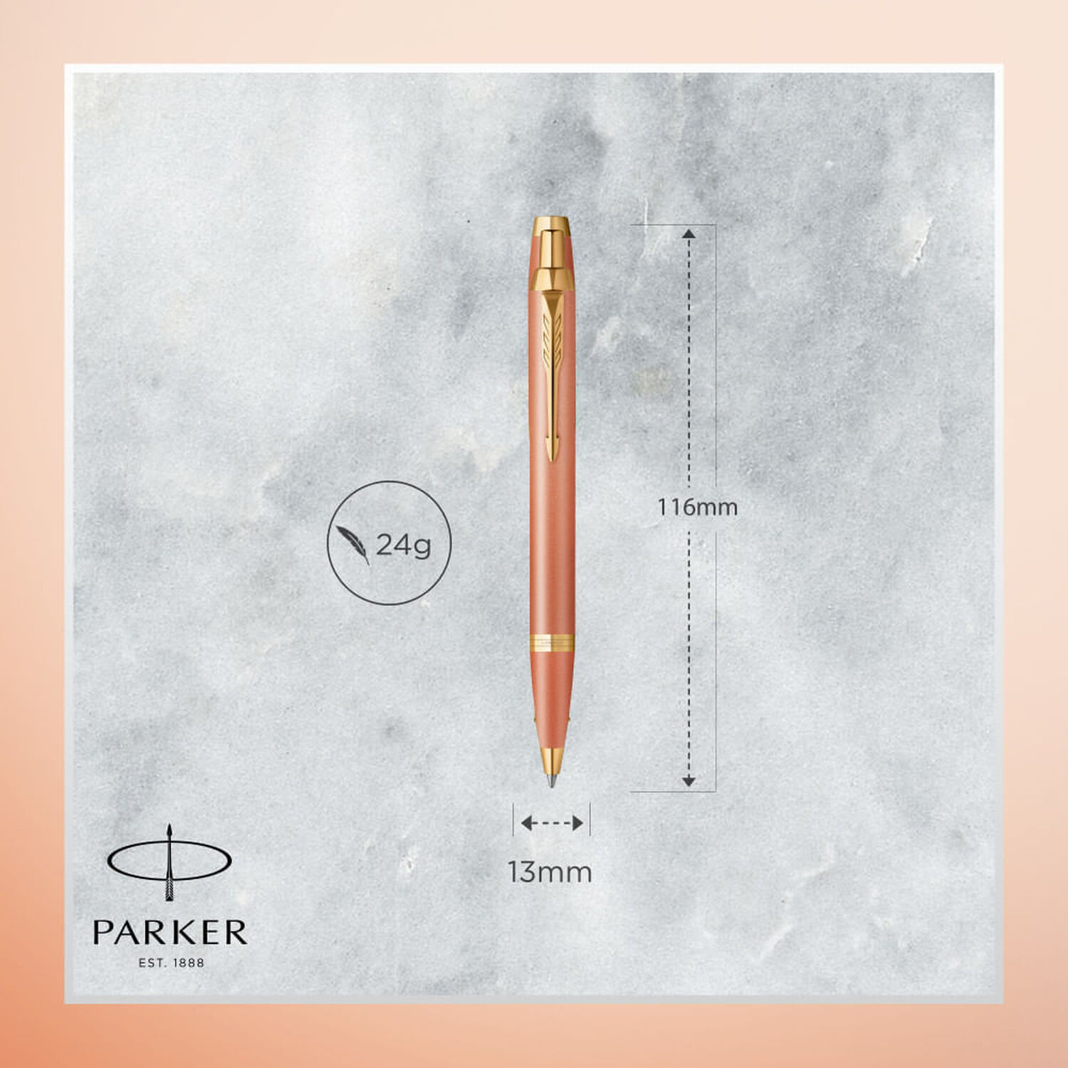 Parker Im Writing Rituals Bol&iacute;grafo Punta Media Acabado Naranja Degradado Y Adornos Dorados image number 8.0