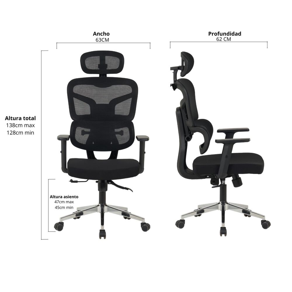 Silla Escritorio Ergohuman Troy Negro image number 1.0