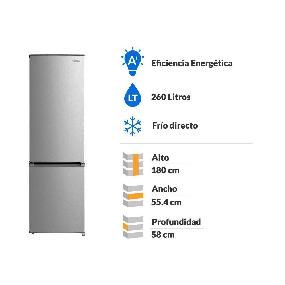 Refrigerador Bottom freezer Winia RFD366S / Fr&iacute;o Directo / 260 Litros image number 1.0