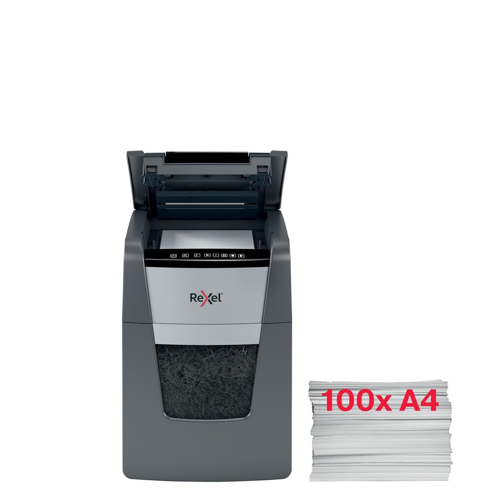 Trituradora Rexel Auto+ 100x Challa 4x28mm P4 100 Hojas 34l image number 2.0