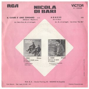 Nicola Di Bari - Il Cuore E'uno Singaro | 7" Single Usado