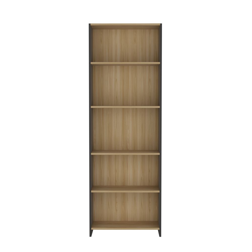 Mueble Biblioteca Con 5 Repisas 180,6x63x26,6 Cm Café Claro Y Negro image number 3.0