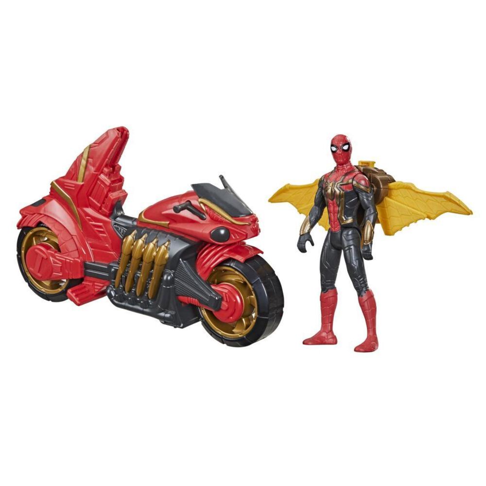 Juguete Figura De Accion Spider Man Aracnojet Y Moto Hasbro image number 1.0