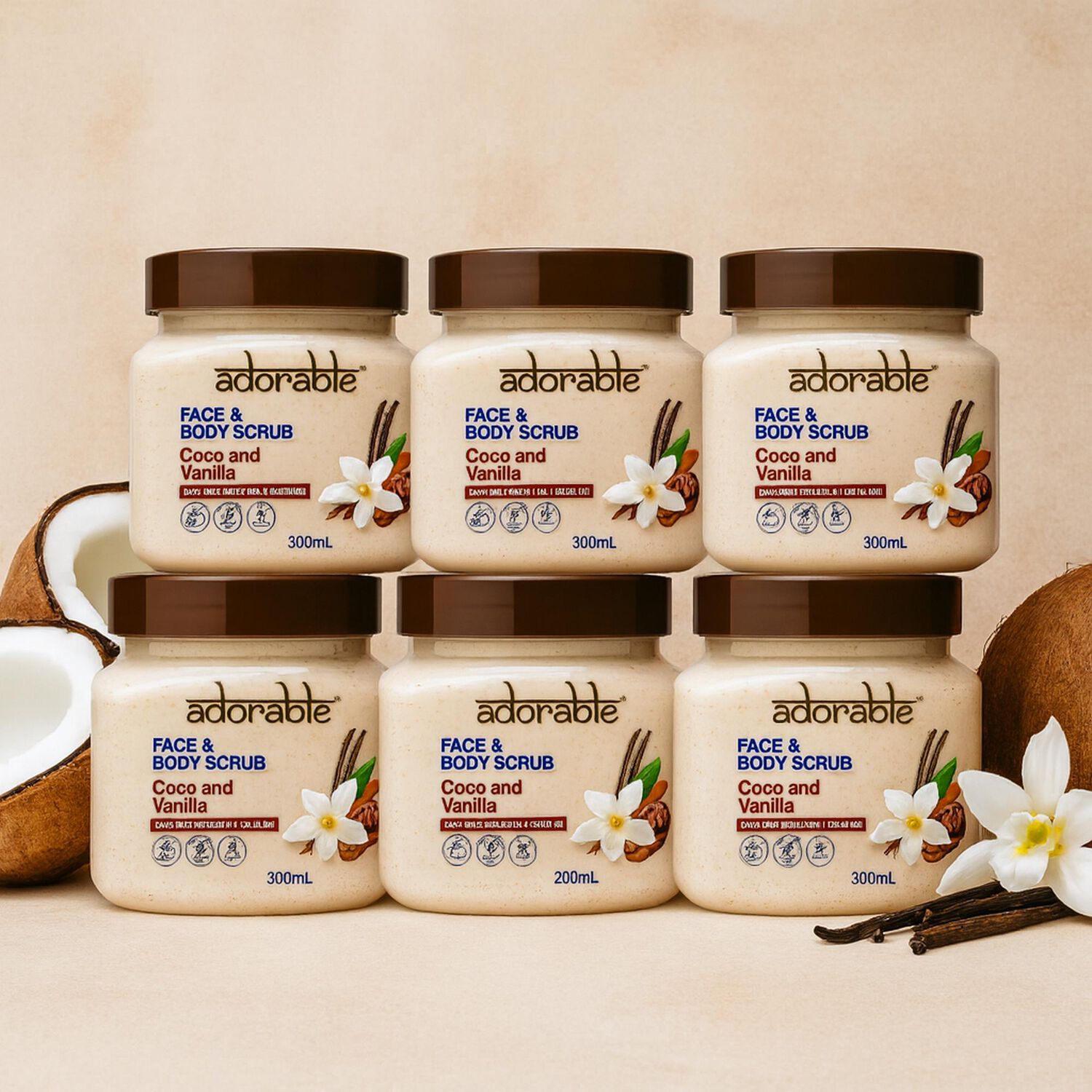 Pack Adorable 6 Exfoliantes Coco-vainilla 300 Ml image number 2.0
