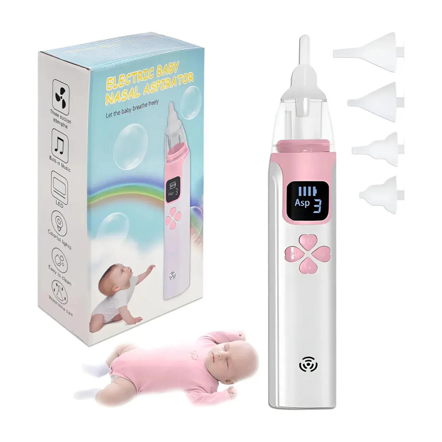 Aspirador Nasal Saca Mocos Para Bebes Electrico Rosa Infantil image number 0.0