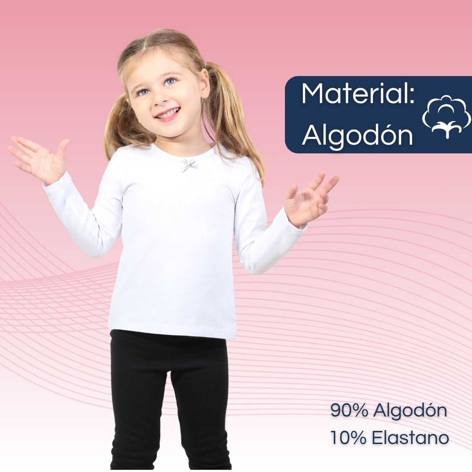 Pack 3 Camisetas Algod&oacute;n Manga Larga Polera Ni&ntilde;a Primera Capa Cuello Redondo Blanca image number 4.0