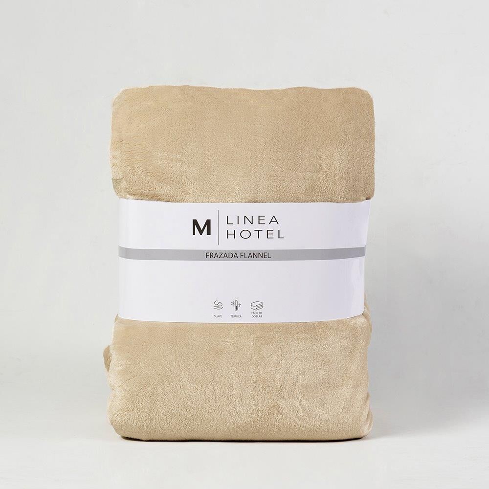 Frazada Flannel Linea Hotel 1.5 Plazas Beige image number 2.0