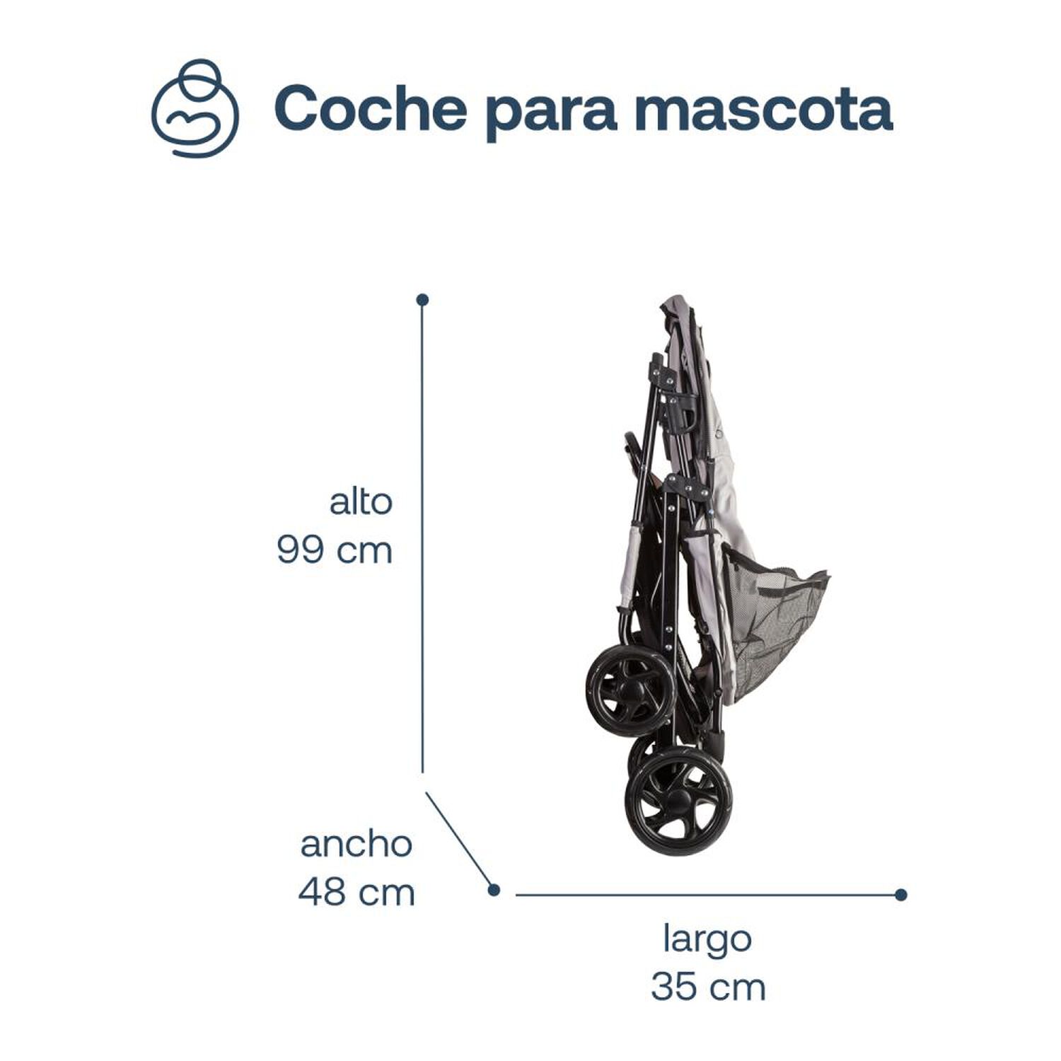 Coche Mascota Plegable Bebesit Pro Perro Gato Gris Beepet image number 4.0