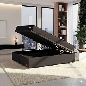 Base Cama Mons Ba&uacute;l 200 Bd Negro / 2 Plazas / Base Dividida