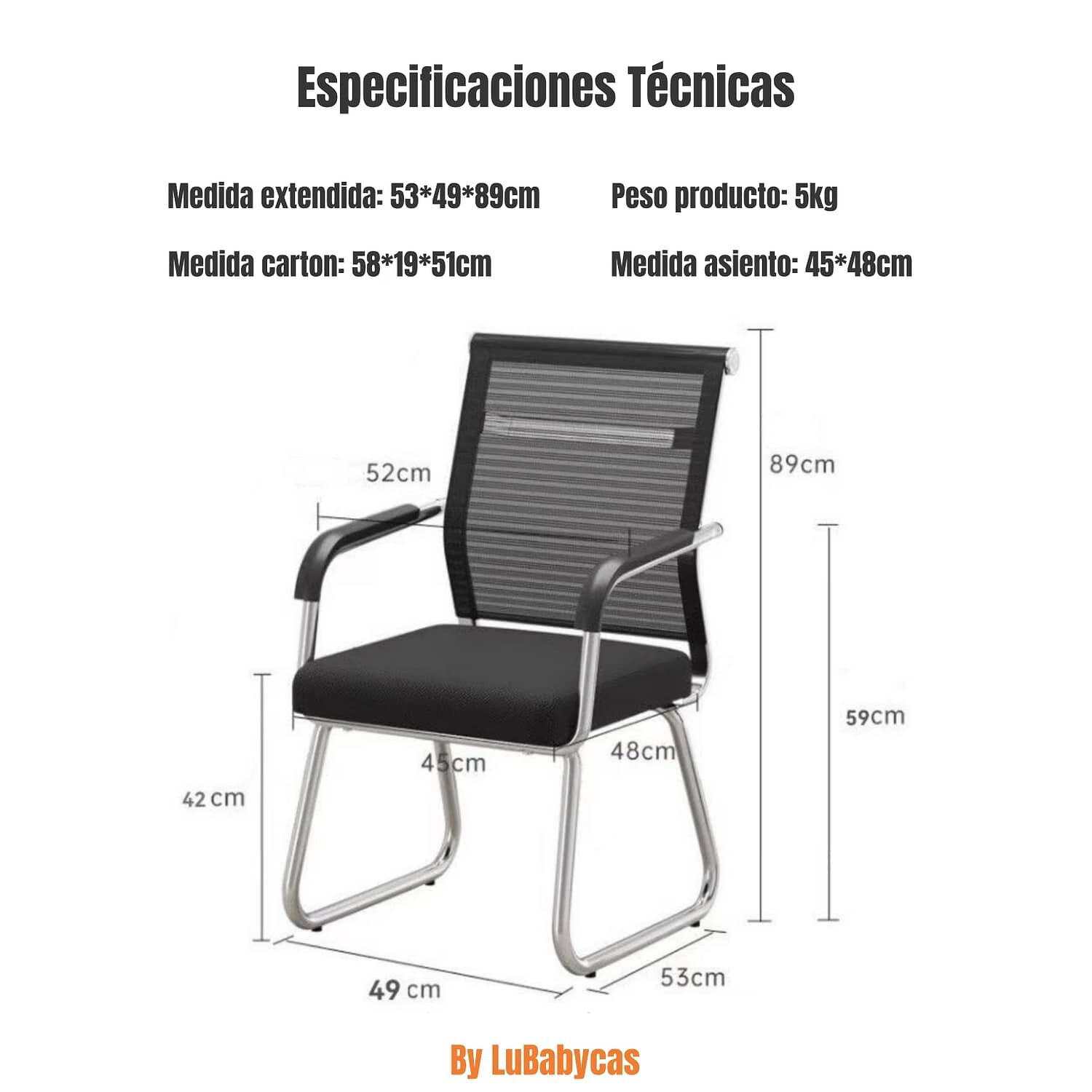 Silla De Escritorio Oficina Negra By Lubabycas image number 2.0