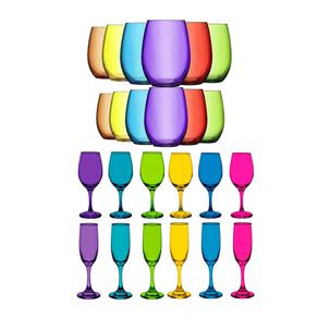 Set 24 Copas Vasos Vidrio Cristar Full Color Celebraciones