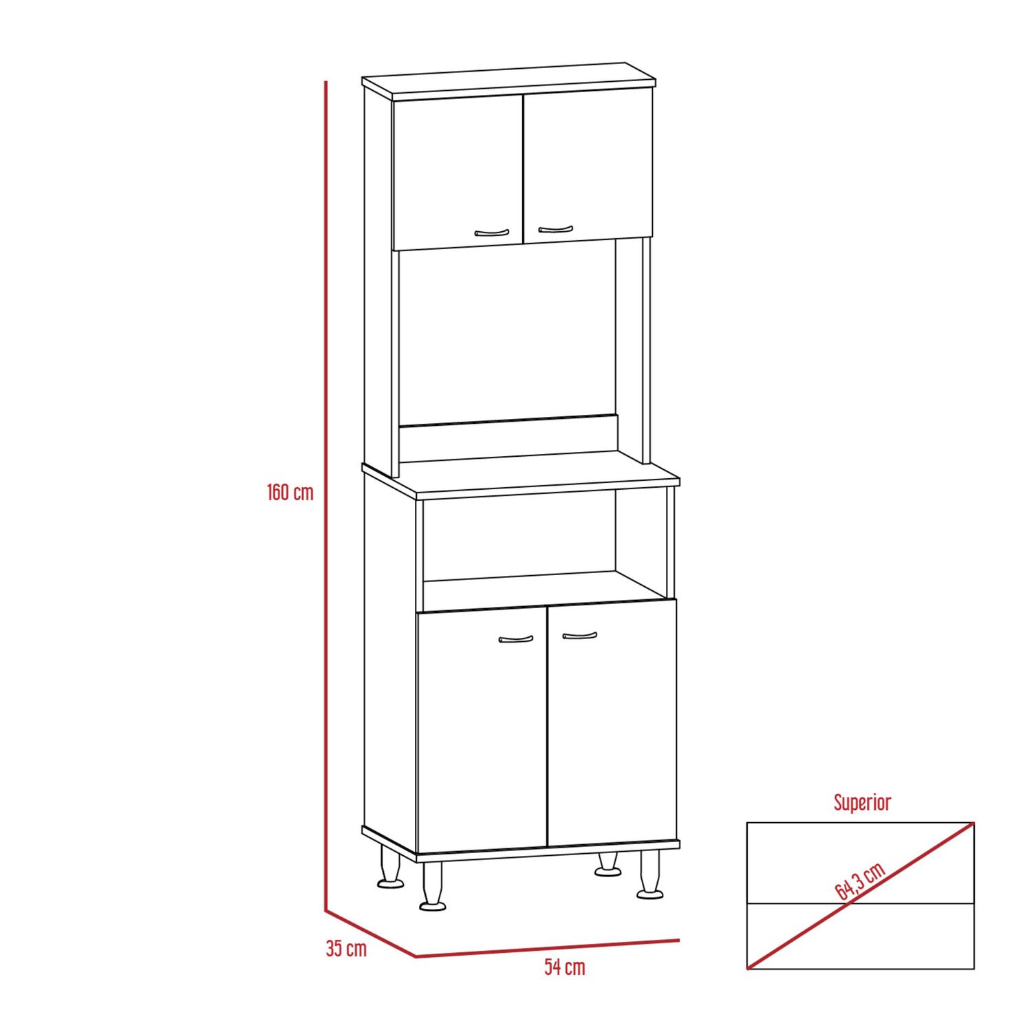 Mueble Microondas 4 Puertas Fm-011b Blanco image number 9.0