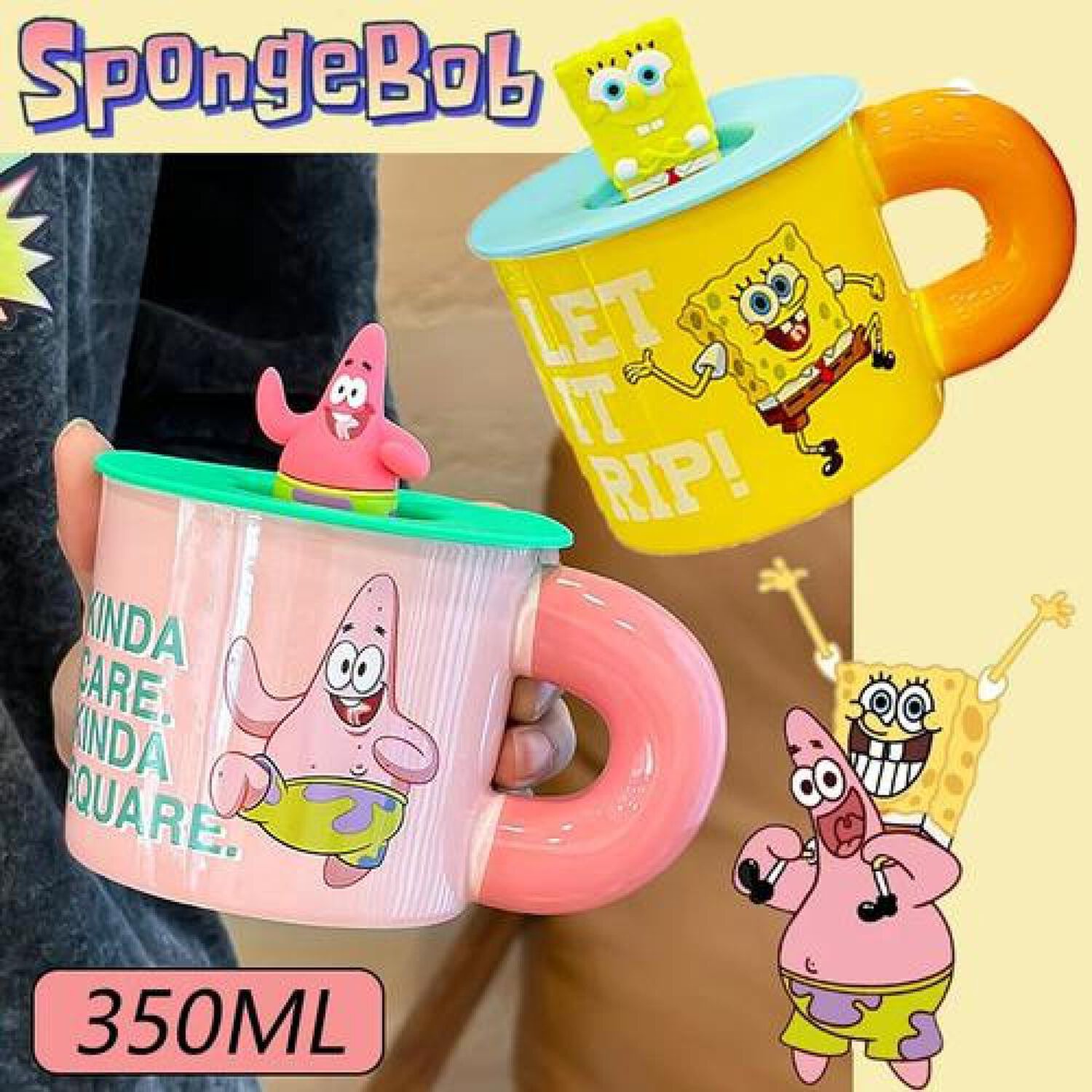 Taz&oacute;n Ceramica Bob Esponja O Patricio Estrella Tapa Silicona image number 8.0