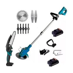 Cortadora De Pasto + Mini Moto Sierra Kit Inal&aacute;mbrico 2 En 1