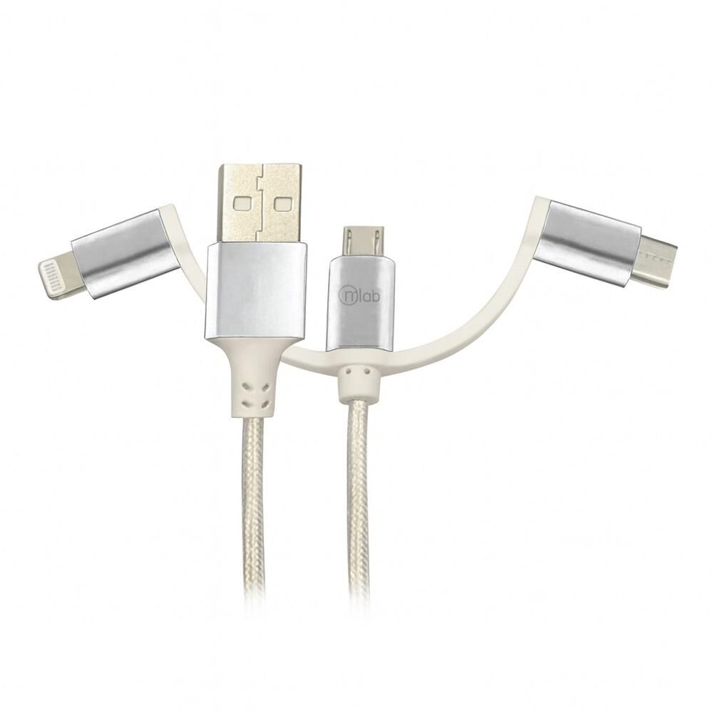 Cable Usb 3 En 1 Mlab Multi Conector 1m Blanco image number 0.0