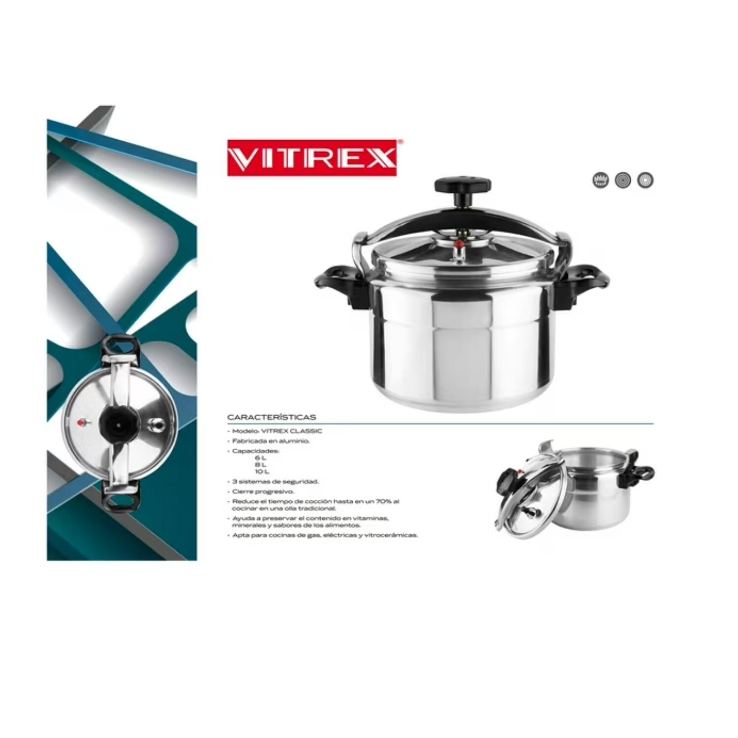 Olla A Presion 6000ml De Aluminio Vitrex image number 2.0