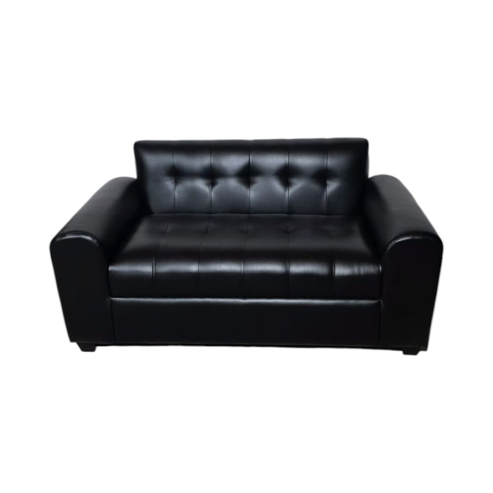 Sofa Dos Cuerpos Brazos Redondos Ecocuero Negro image number 4.0