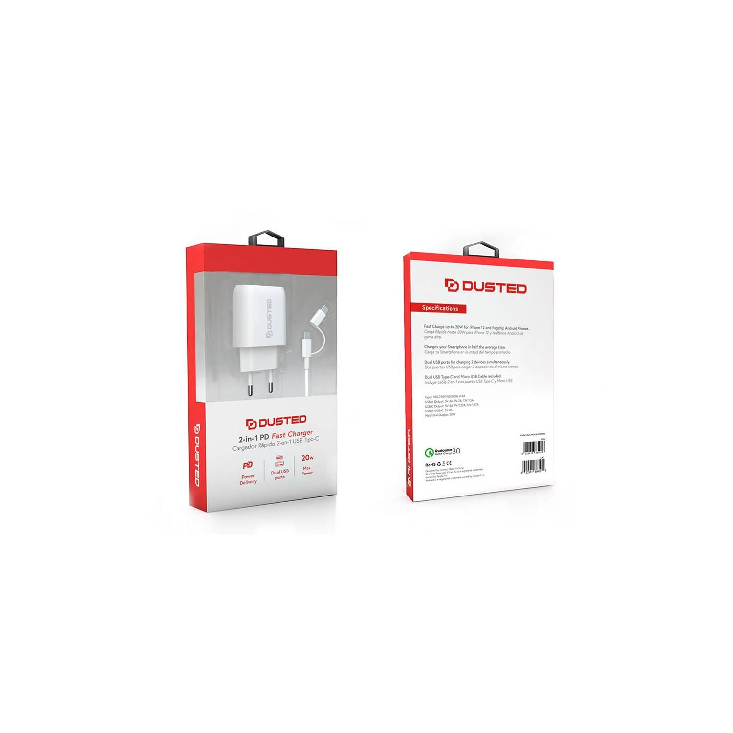 Cargador Con Cable 2en1 Dusted Para Iphone Y Ipad (20w, Usb-c / Microusb) image number 2.0