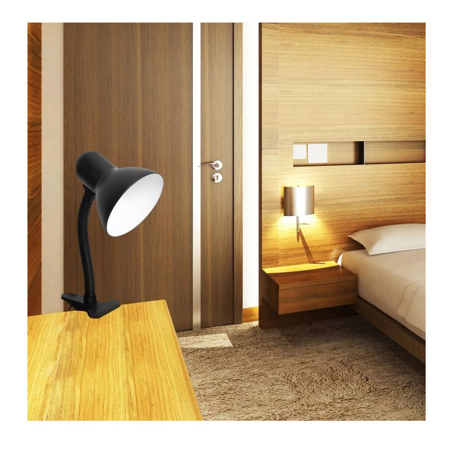 L&aacute;mpara Escritorio Led Flexible Direccional Clip Luz Led Negro image number 2.0