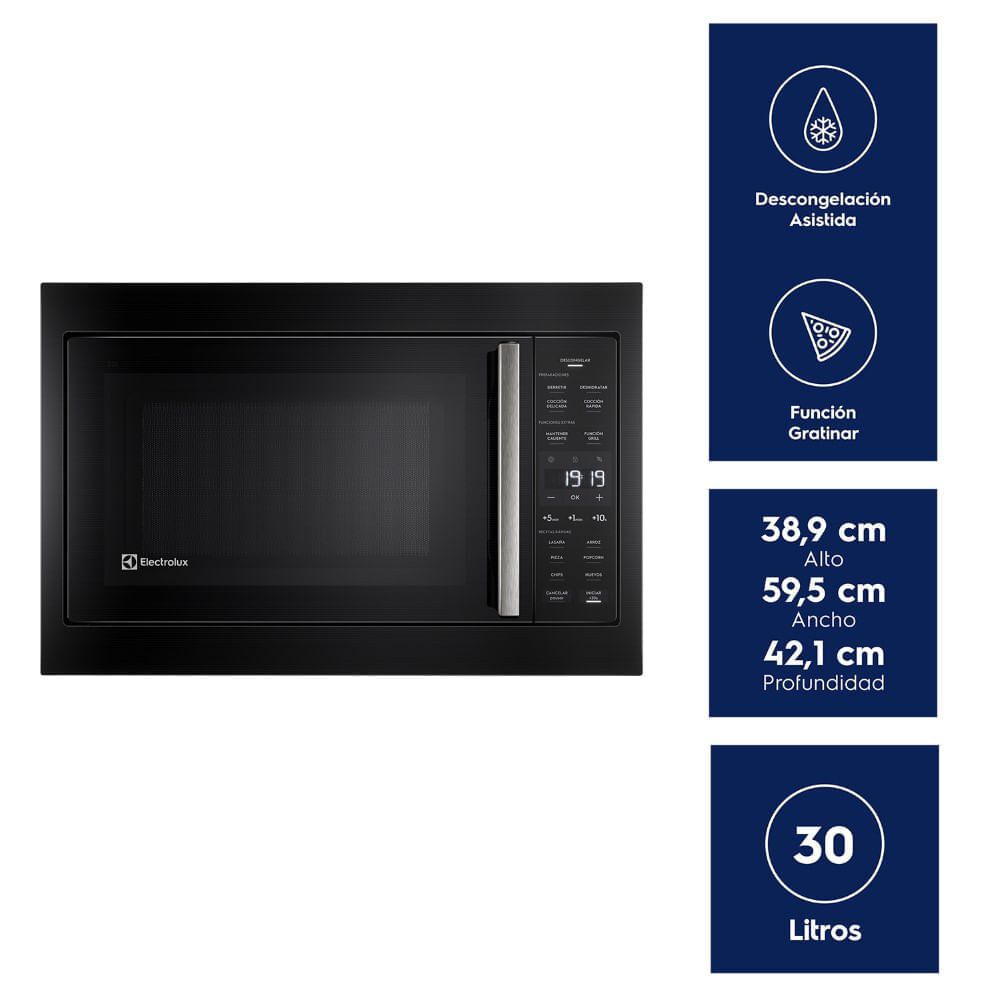 Microondas Empotrable 32 Litros Digital Grill Me3bp Negro image number 1.0