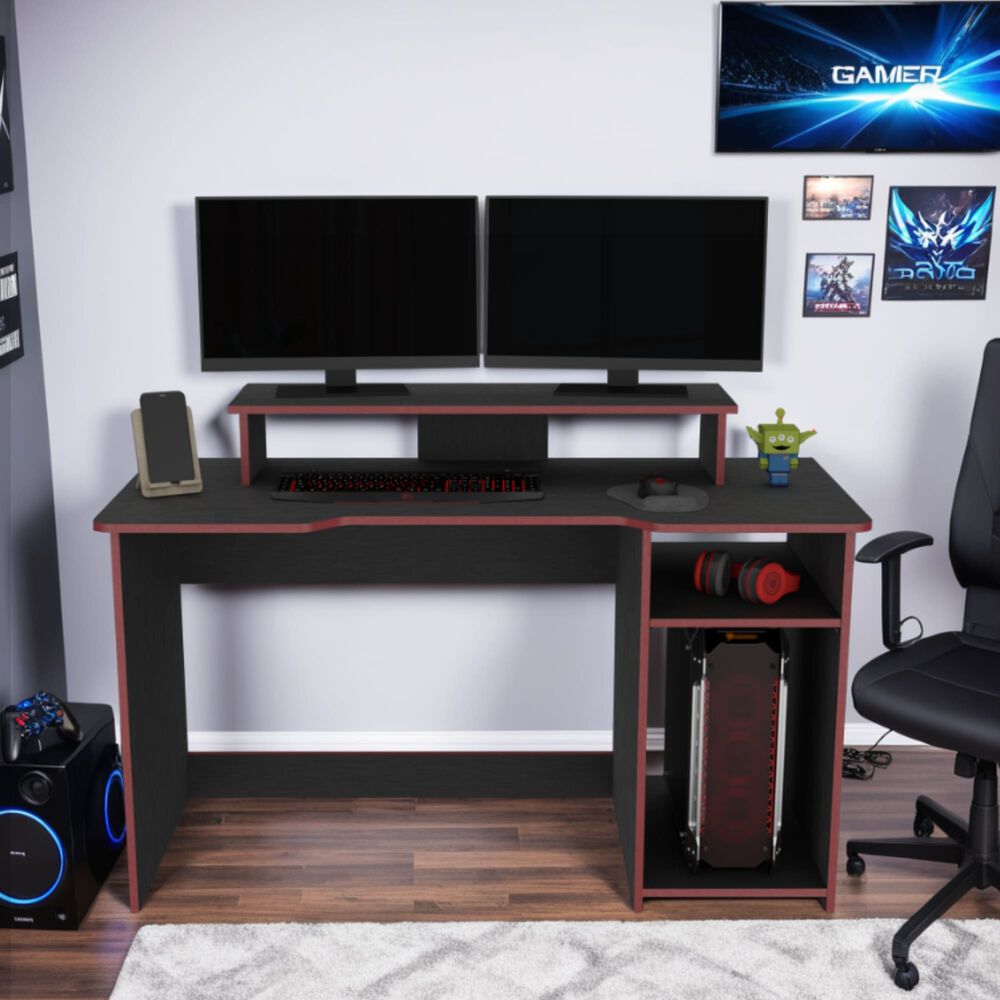 Escritorio Gamer 90,5x136x60 Cm Fm-048r Negro Y Rojo image number 4.0
