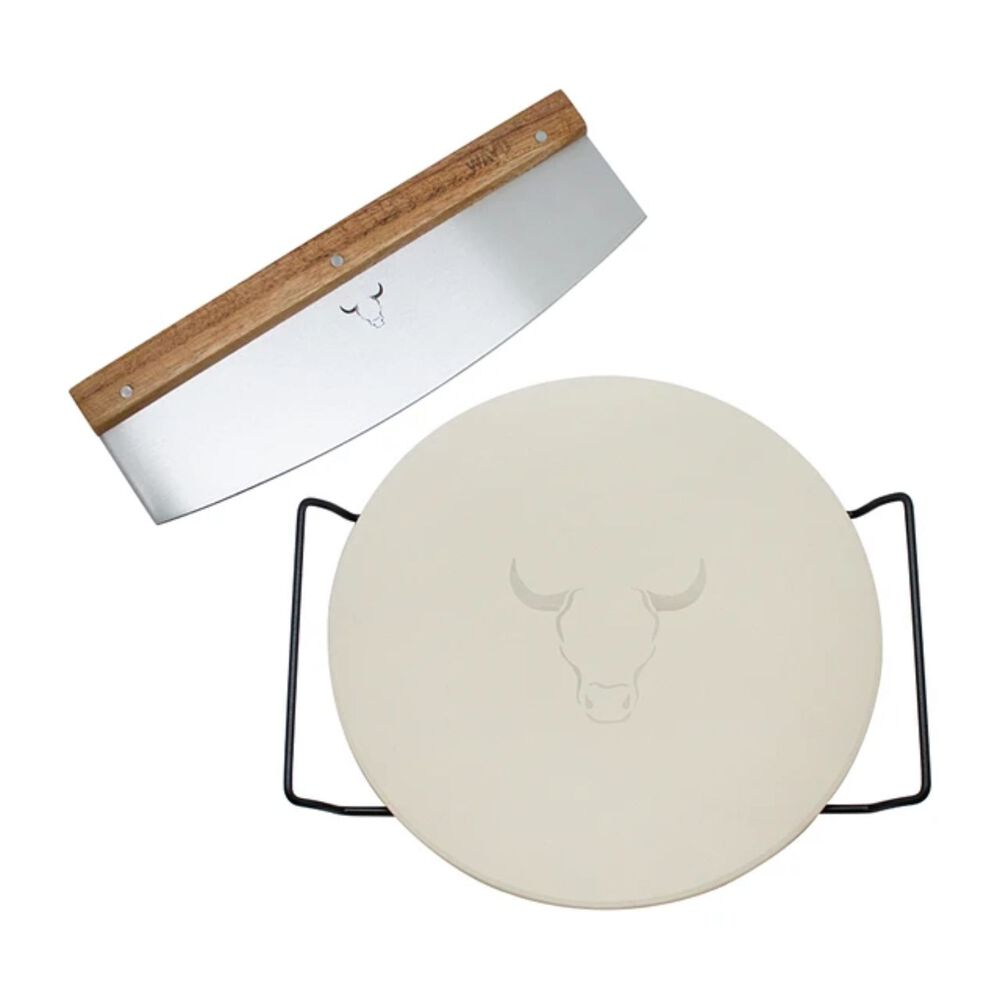 Set Pizza (piedra + Cortador) Wayu Piedra Cromada Acero Cocina image number 0.0