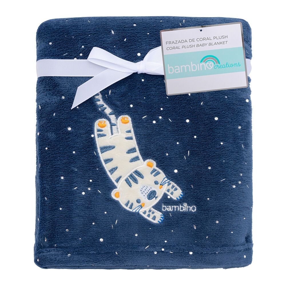 Frazada De Coral Plush Azul Tigre Niño image number 0.0