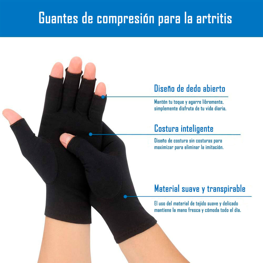 Guantes De Compresión Para Artritis Artrosis Tenditis Negro S image number 1.0