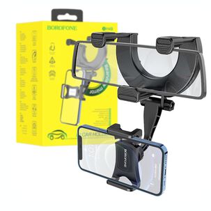 Soporte Auto Central Con Retrovisor Borofone Negro