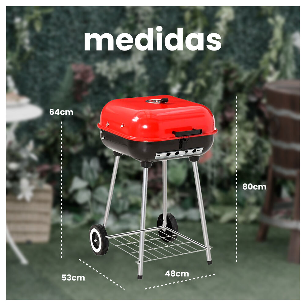 Parrilla De Carbón Portátil Con 4 Patas Y Ruedas image number 3.0
