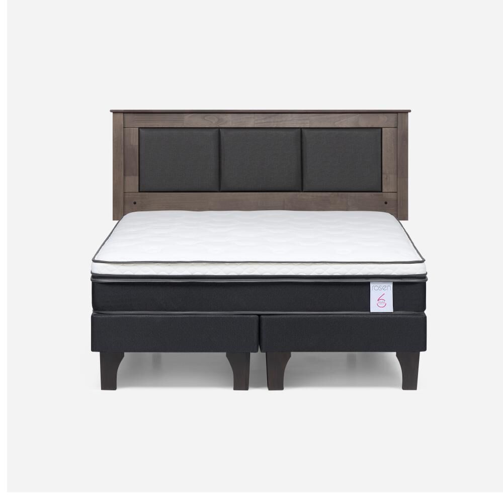 Cama Europea Rosen New Style 6 / 2 Plazas / Base Dividida  + Respaldo Rachel Gris image number 0.0