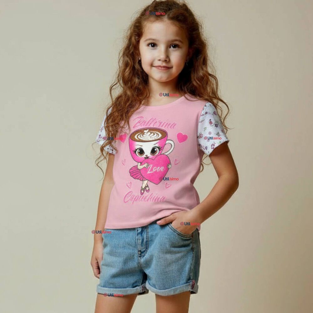 Polera Brainrots 100% Algod&oacute;n Manga Corta Ni&ntilde;a Tralalero Rosado image number 0.0