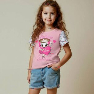 Polera Brainrots 100% Algod&oacute;n Manga Corta Ni&ntilde;a Tralalero Rosado