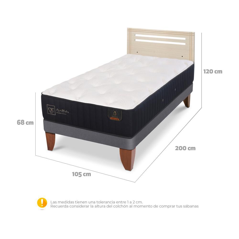 Cama Europea Cic Linea Premium / 1.5 Plazas / Base Normal + Respaldo image number 6.0