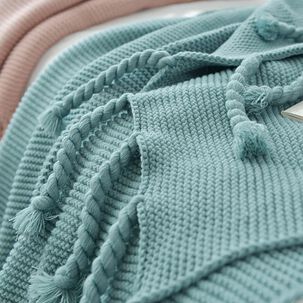 Manta Encaje De Lana Gruesa Tejida A Mano Premium 150x230cm Verde