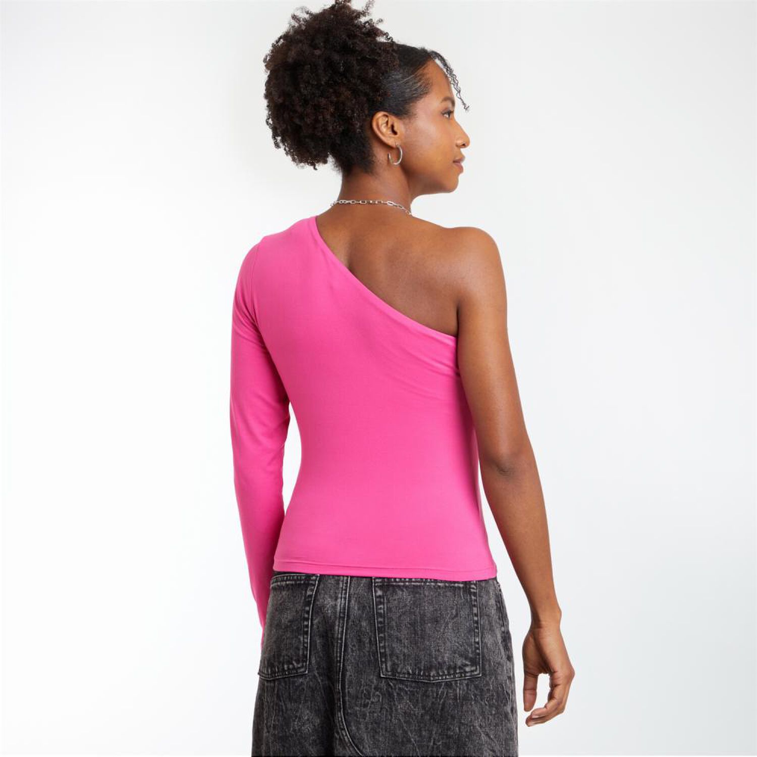 Polera Un Hombro Manga Larga Cuello Diagonal Mujer Rolly Go image number 3.0