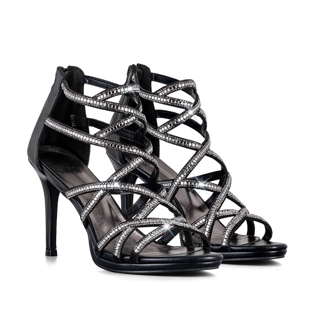 Sandalias Fiesta Moda Mujer Pedrería Taco Alto Weide Gh132 image number 5.0