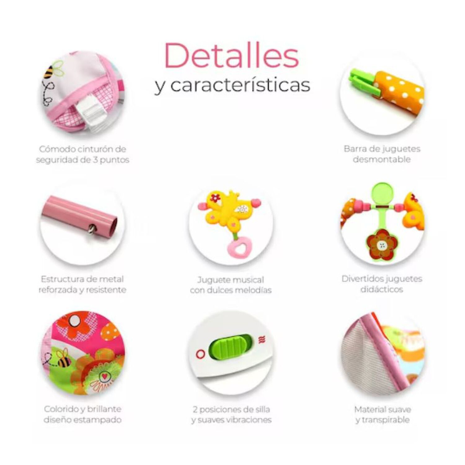 Silla Mecedora Musical Para Bebe 3 En 1 image number 6.0