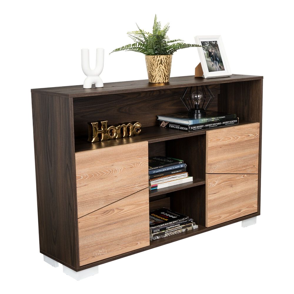 Arrimo 2 Puertas Y 1 Repisa Fm-006o - Caf&eacute; Oscuro Y Caf&eacute; Blanco image number 3.0