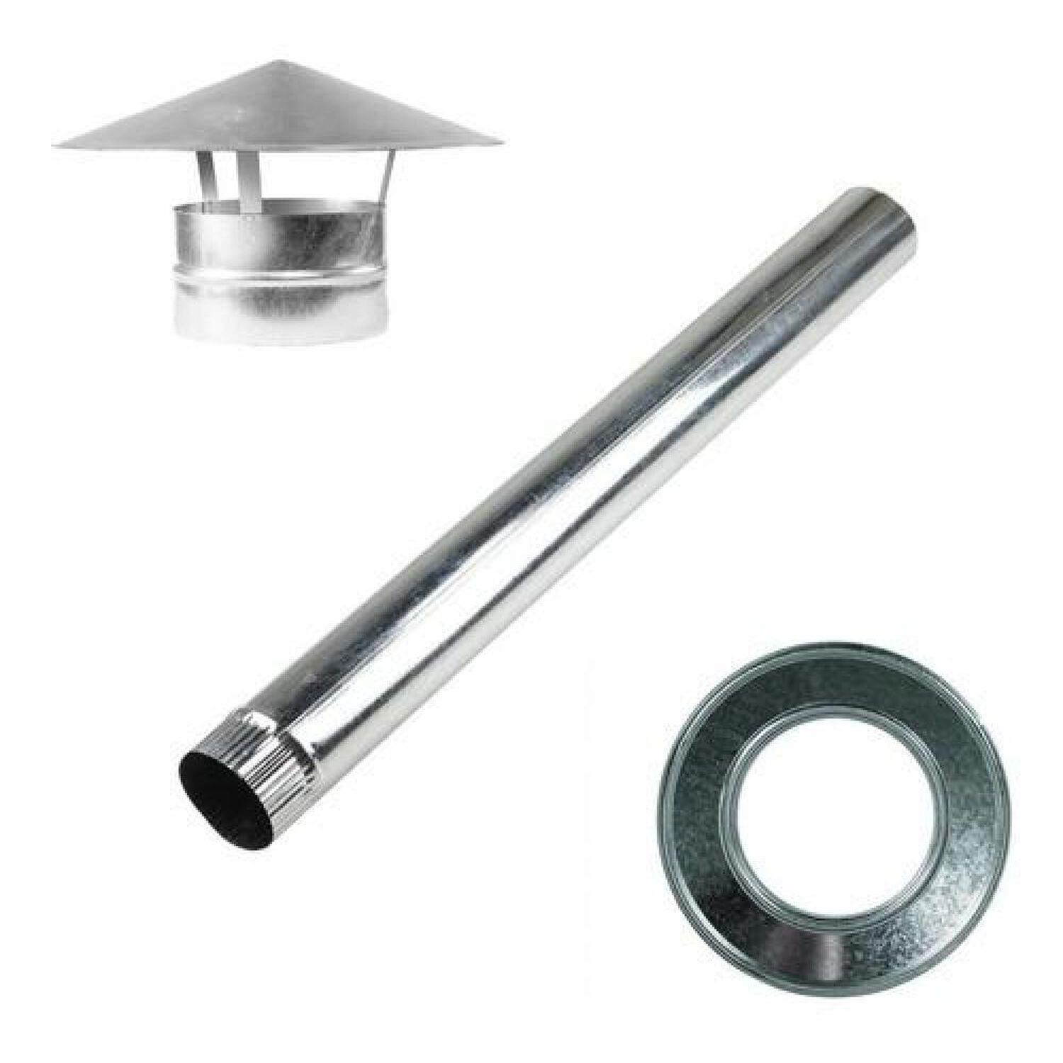 Kit Ducto Tubo Galvanizado 5 + Gorro + Anillo Fegalv image number 0.0