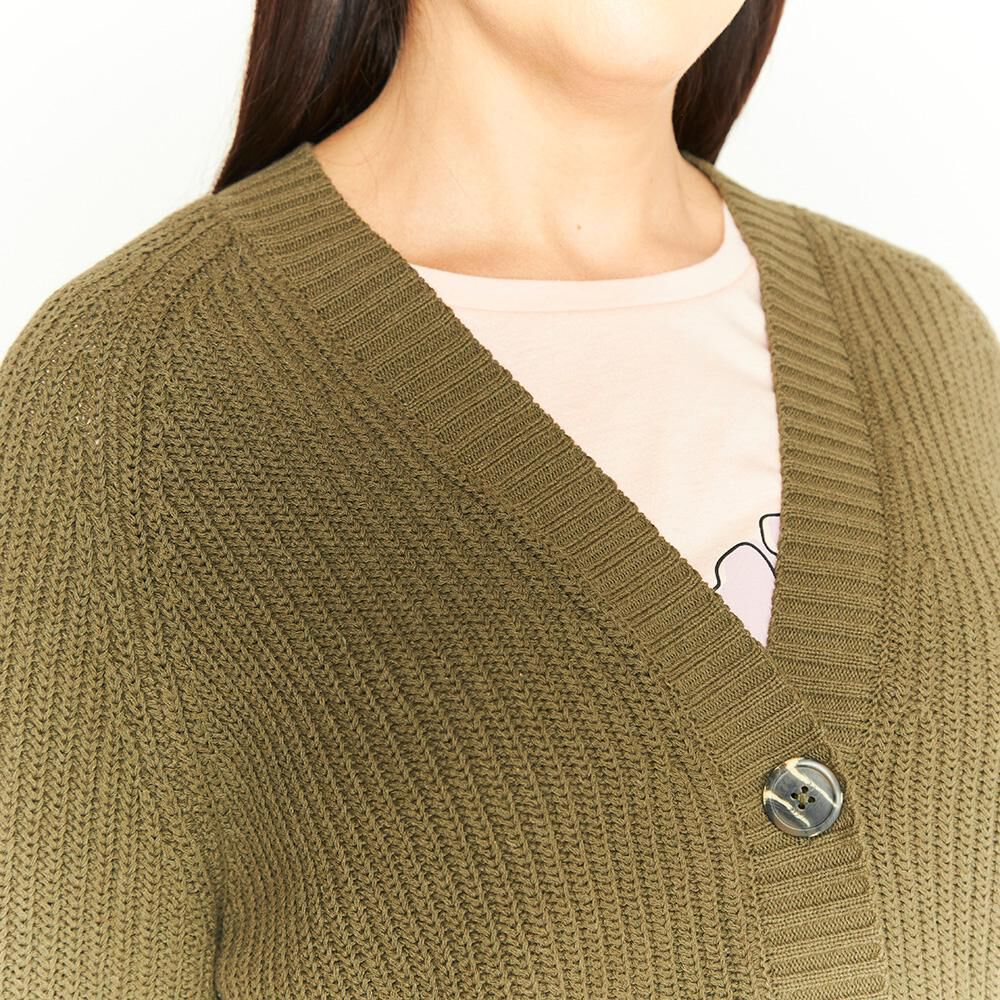Sweater Cardigan Trenzado Con Botones Cuello V Mujer Geeps