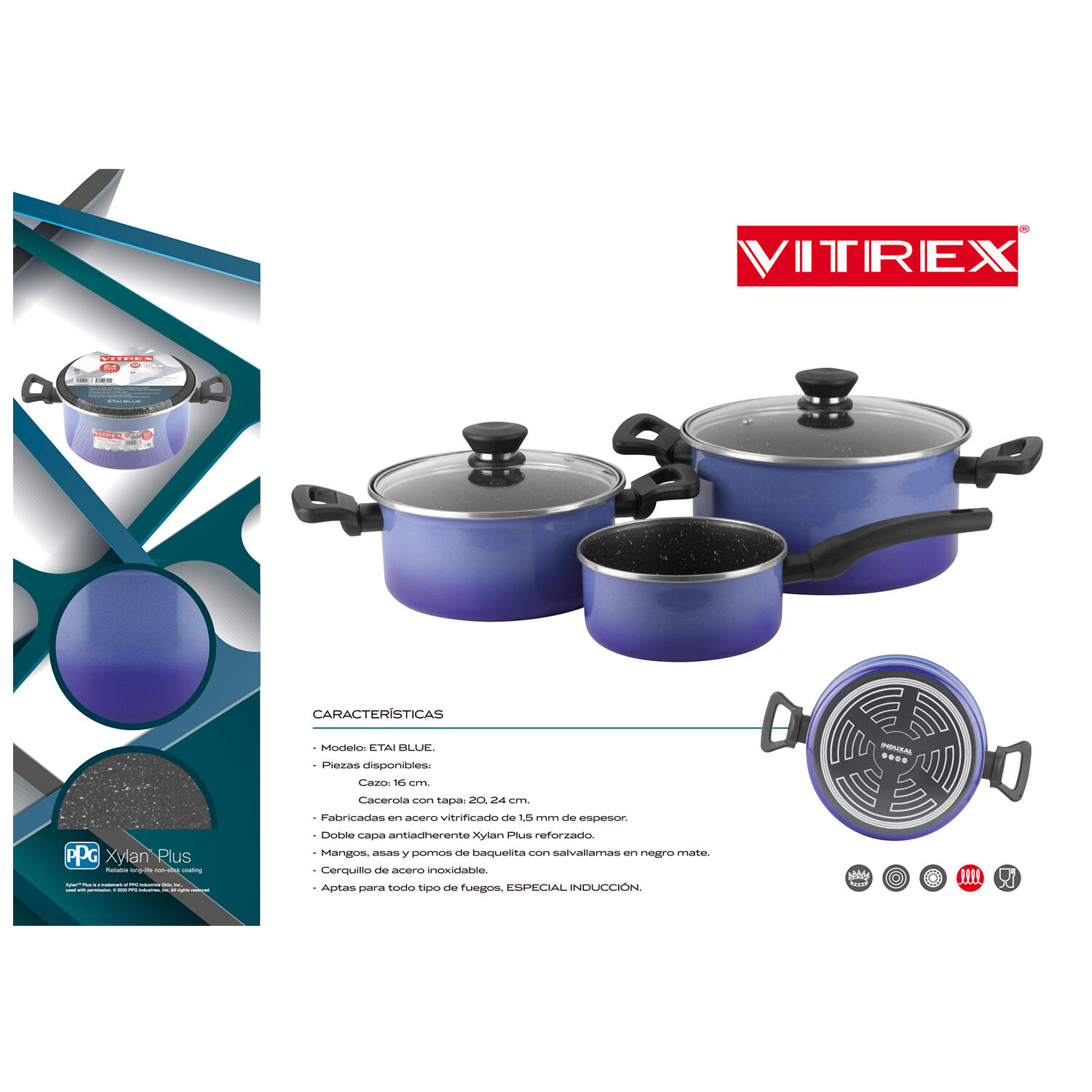 Olla De Acero Vitrex Etai Blue 20cm image number 3.0