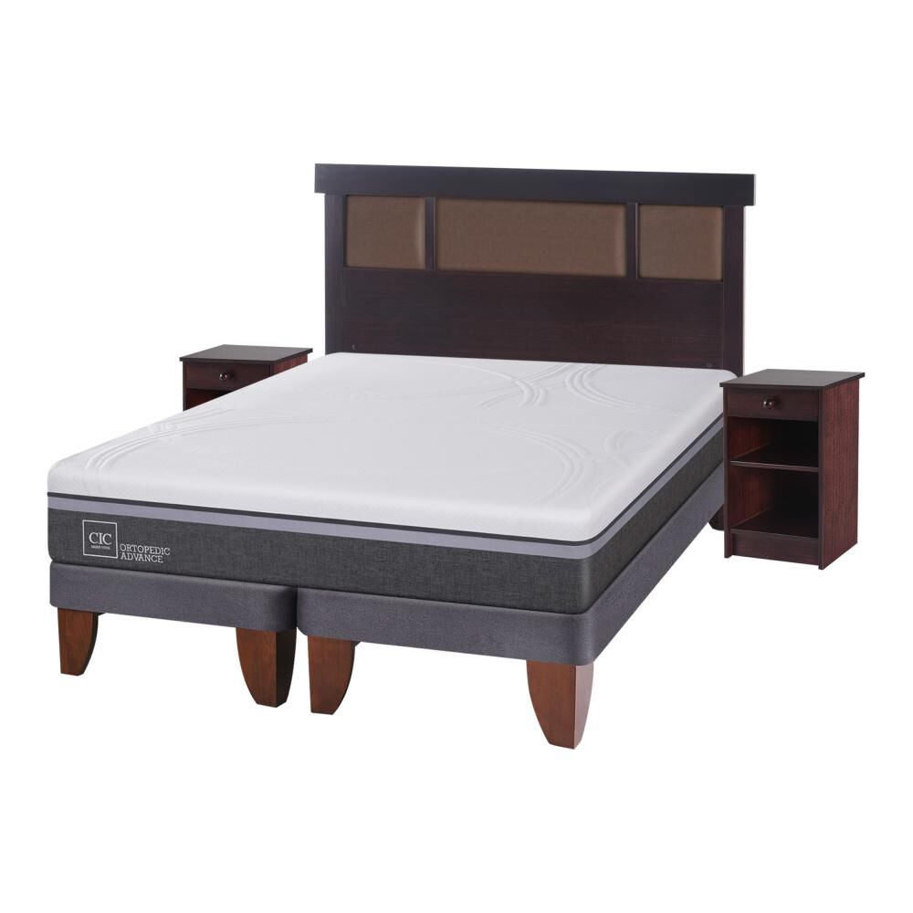 Cama Europea Cic Ortopedic / 2 Plazas / Base Dividida + Set De Maderas image number 1.0