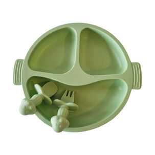 Set Plato + Servicios Silicona Bebe Vajilla De Aprendizaje