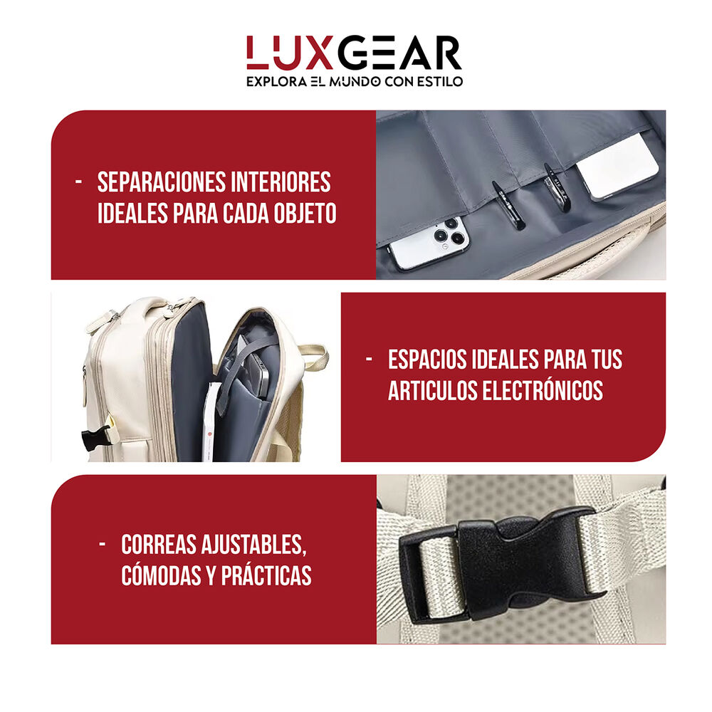 Mochila De Viaje Expansible Luxgear Nomadlifev2 Impermeable - Negro image number 7.0