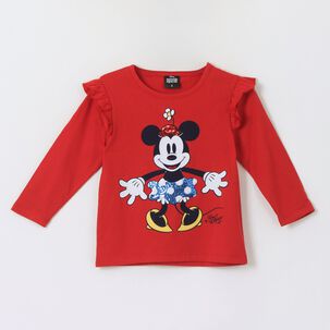 Polera Manga Larga Ni&ntilde;a Vuelos Minnie Mouse Rojo Disney