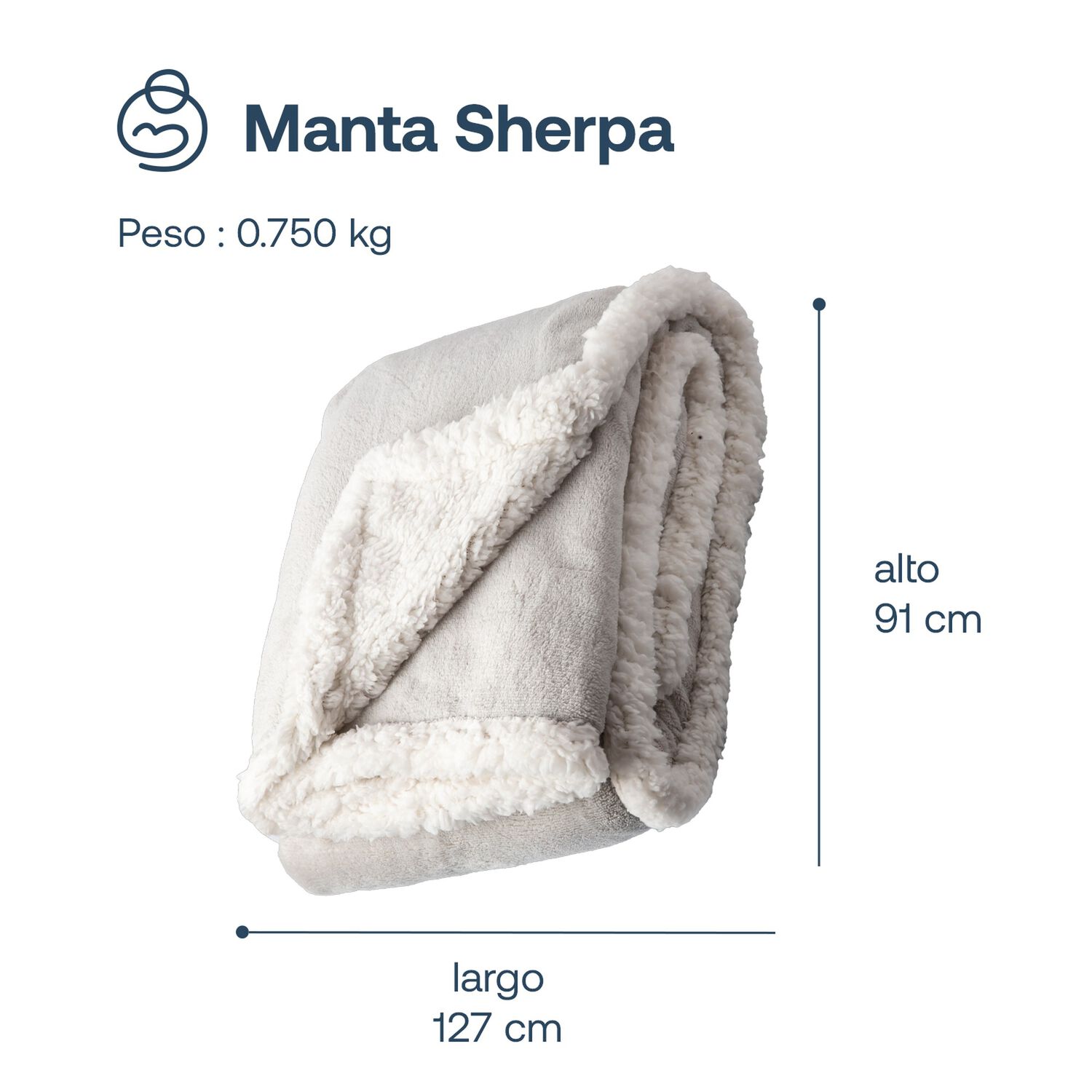 Manta Sherpa Bebe Hipoalerg&eacute;nica 91*127 Cm Gris Bebesit image number 5.0